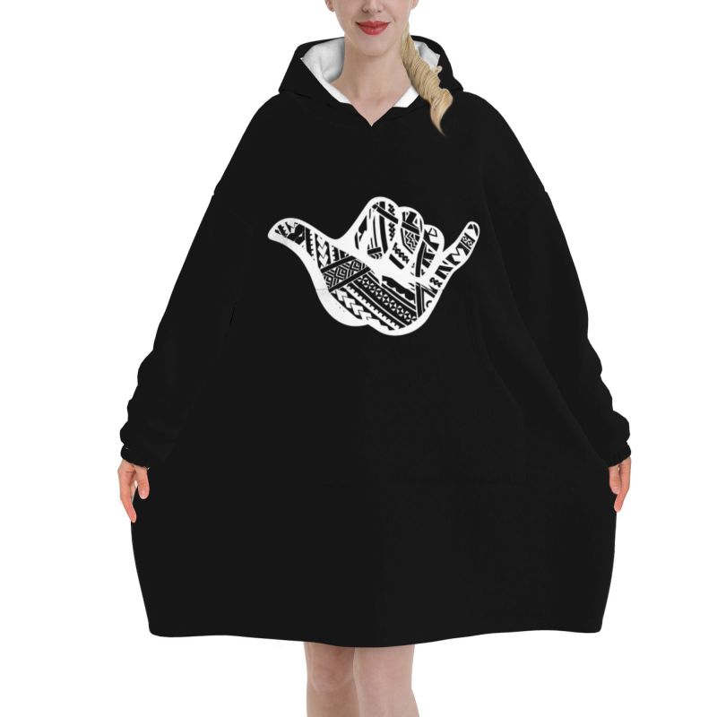 Polynesian Tattoo Shaka Tribal - Sherpa Hoodie Fleece incelemesi ve fiyatı