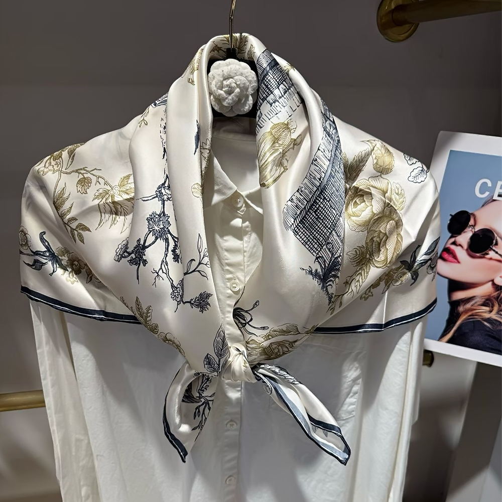 [BYSIFA] Blue White 100% Silk  - Shawl Wrap Winter incelemesi ve fiyatı