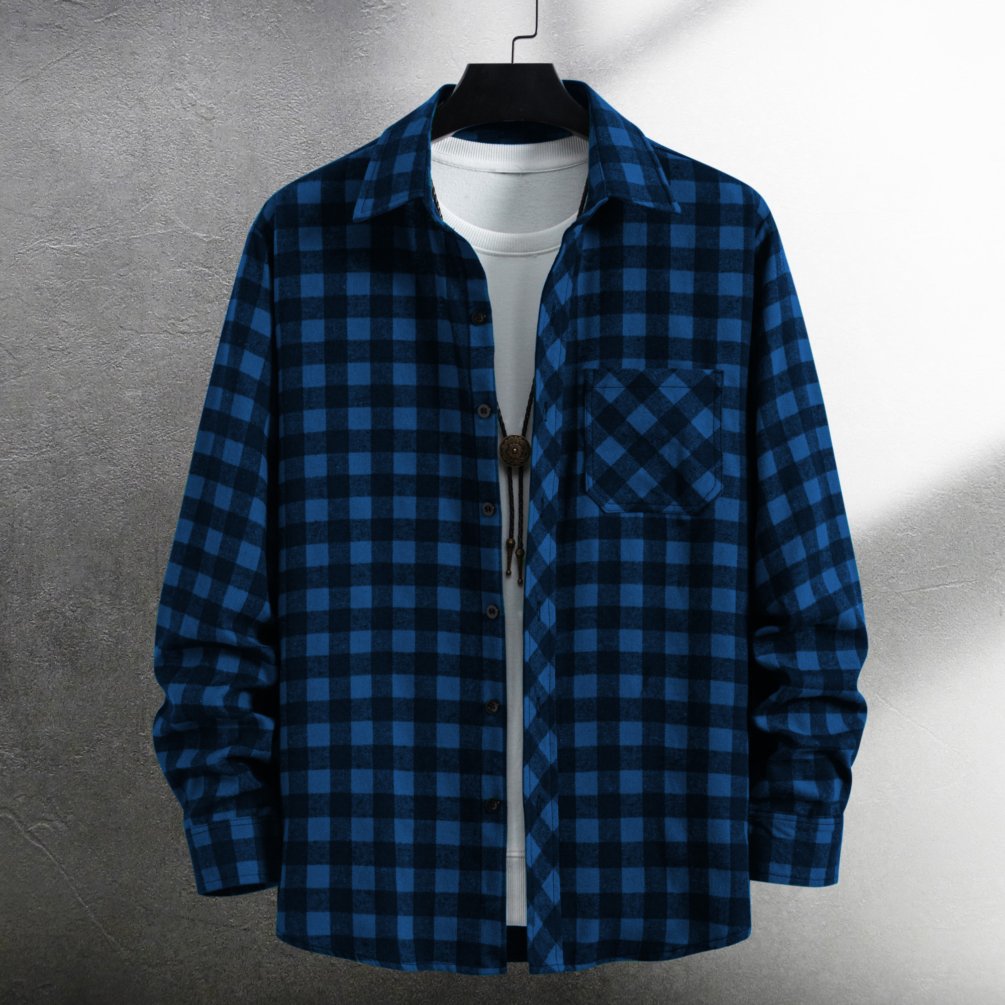 Men's long-sleeved lapel all-m - Flannel Shirt Lined incelemesi ve fiyatı