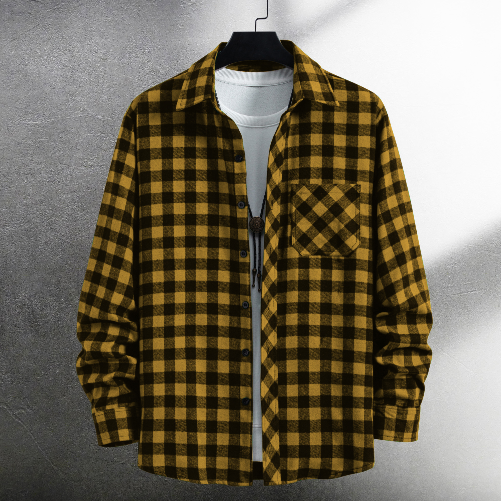 Men's long-sleeved lapel all-m - Flannel Shirt Lined incelemesi ve fiyatı