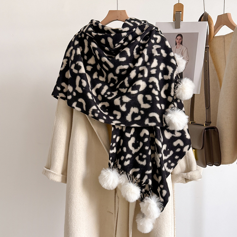 New Luxury Winter Leopard Two- - Shawl Wrap Winter incelemesi ve fiyatı