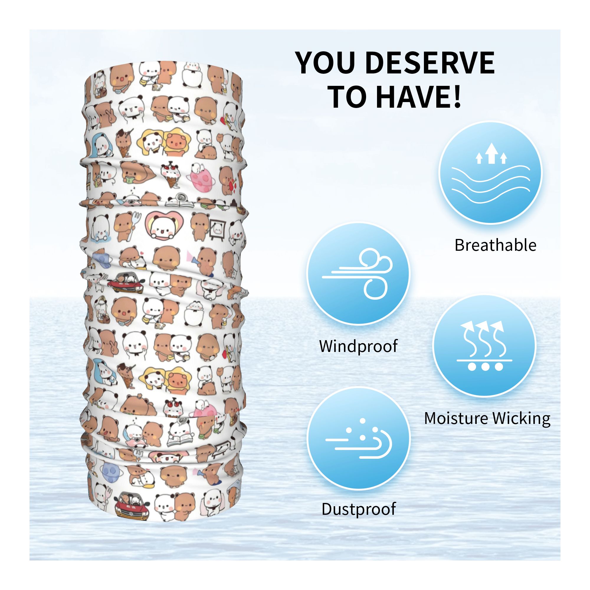 Custom Bear Cartoon Peach And  - Neck Gaiter Fleece incelemesi ve fiyatı