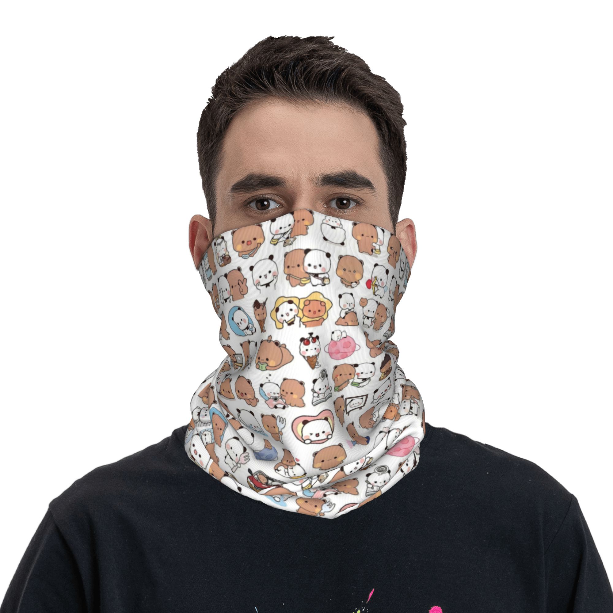 Custom Bear Cartoon Peach And  - Neck Gaiter Fleece incelemesi ve fiyatı