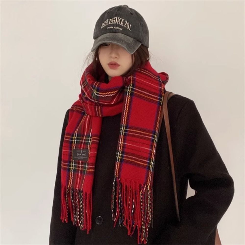 Retro Tassel Plaid Wool Scarf  - Wool Scarf Men incelemesi ve fiyatı