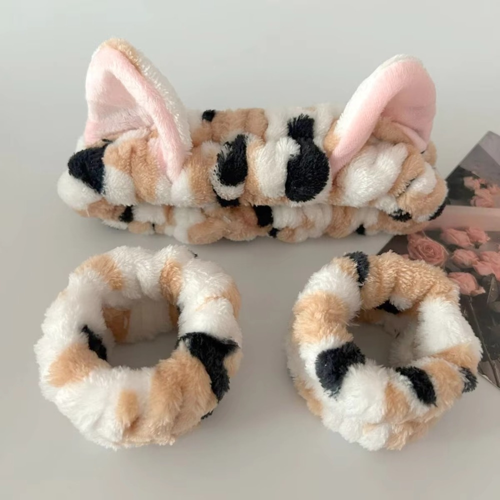 3pcs/set Leopard Print Cute Ca - Winter Headband Fleece incelemesi ve fiyatı
