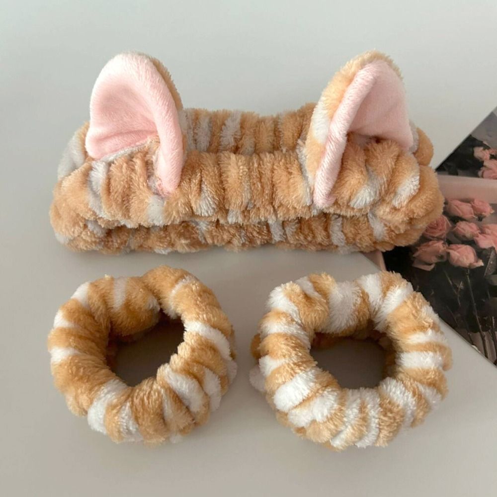 3pcs/set Leopard Print Cute Ca - Winter Headband Fleece incelemesi ve fiyatı