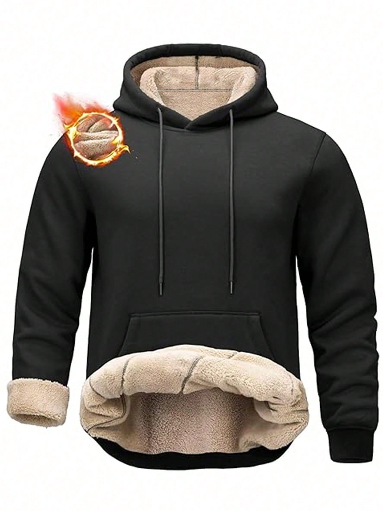 Men's Black Sherpa-Lined Hoodi - Sherpa Hoodie Fleece incelemesi ve fiyatı