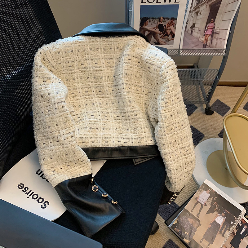 Contrast Stitching Tweed Fragr - Down Jacket Packable incelemesi ve fiyatı