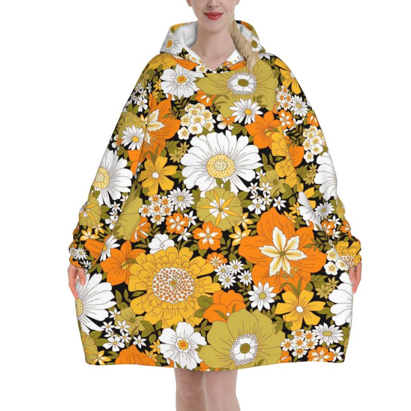 Hippie Flower Floral Retro Bla - Sherpa Hoodie Fleece incelemesi ve fiyatı