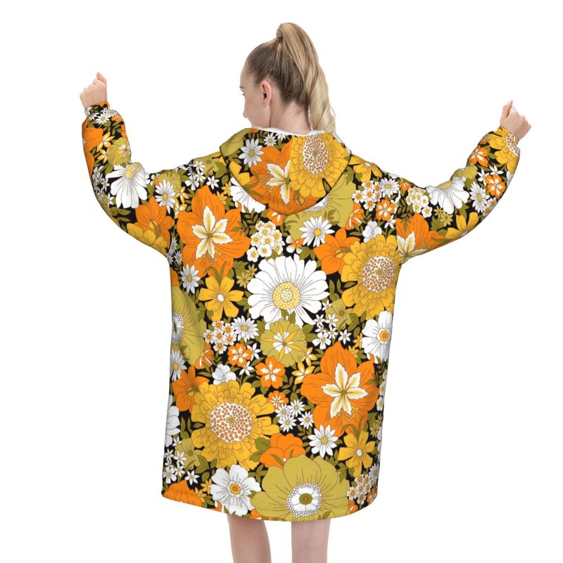 Hippie Flower Floral Retro Bla - Sherpa Hoodie Fleece incelemesi ve fiyatı
