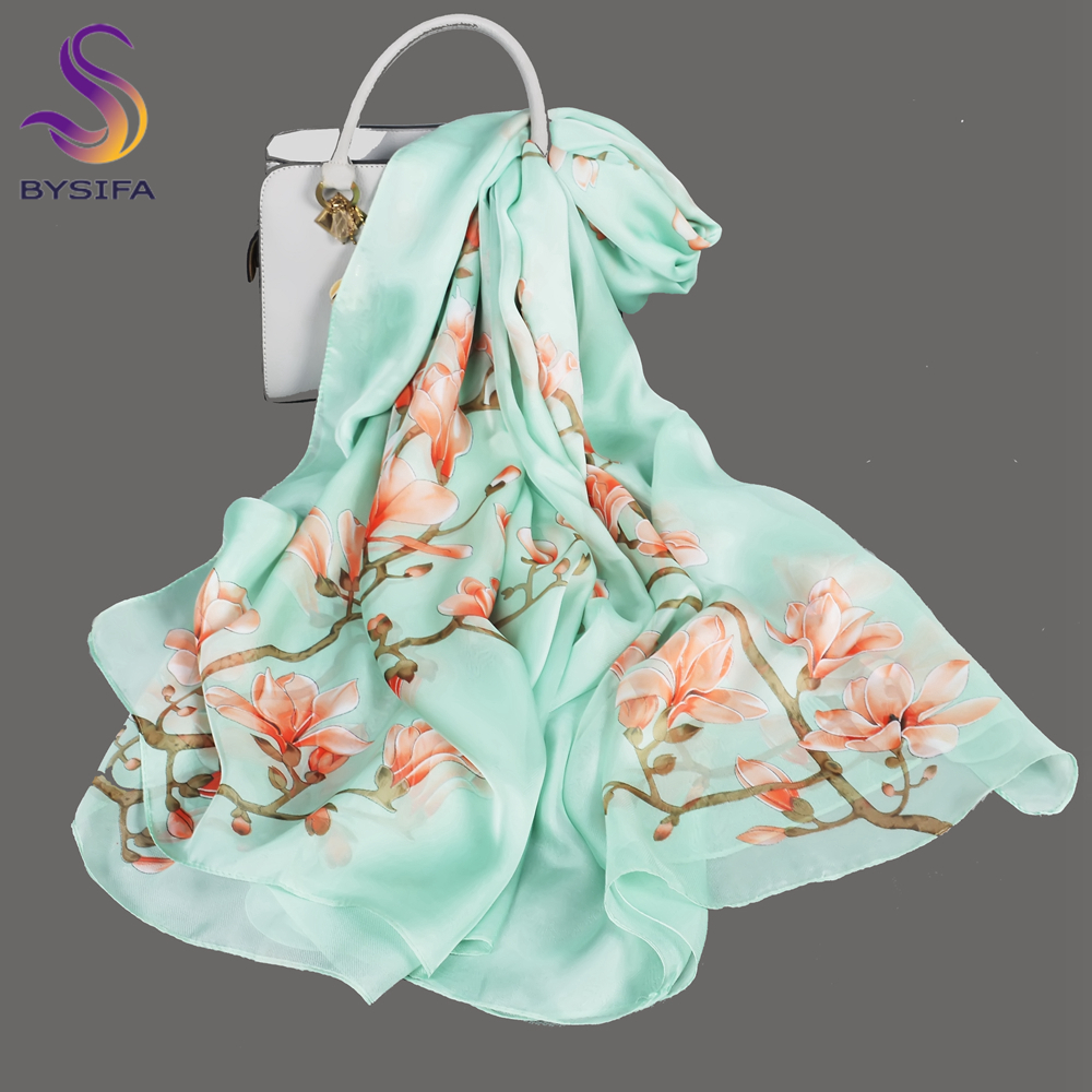BYSIFA| Light Green Silk Scarf - Shawl Wrap Winter incelemesi ve fiyatı