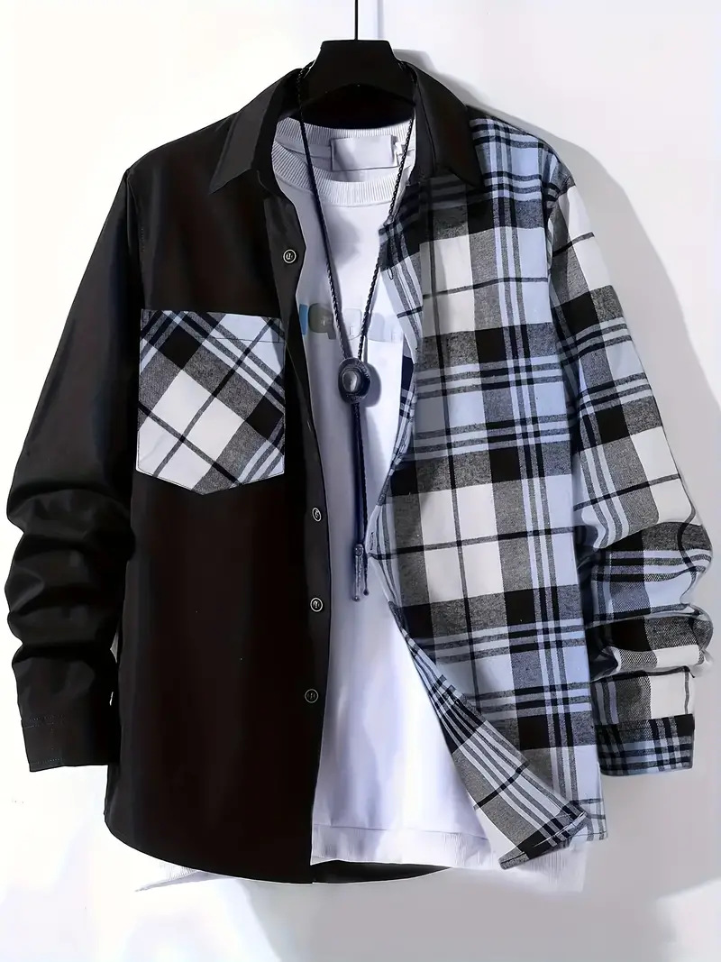 Spring and Autumn Men's Casual - Flannel Shirt Lined incelemesi ve fiyatı