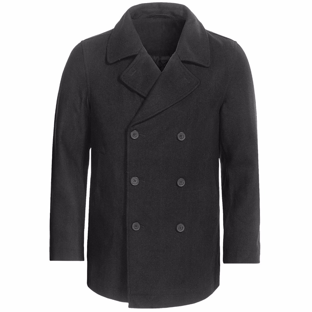 Custom Made Charcoal grey Pea  - Wool Coat Peacoat incelemesi ve fiyatı
