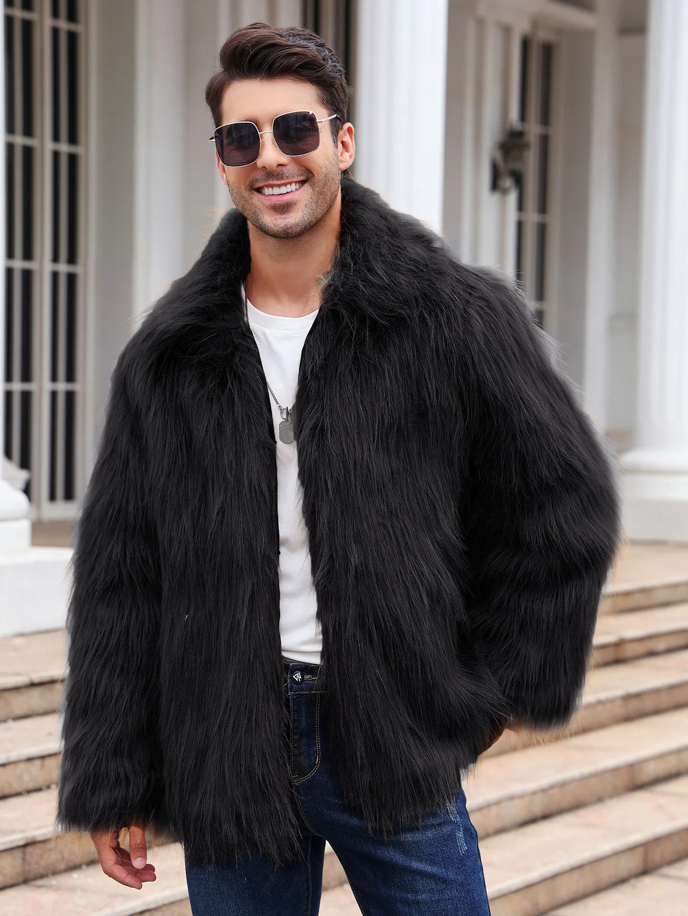 Men Faux Fox Fur Jacket Coat W - Down Jacket Packable incelemesi ve fiyatı