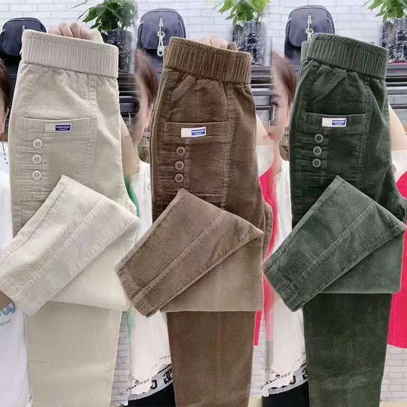 Women Warm Spring Winter Butto - Corduroy Pant Warm incelemesi ve fiyatı